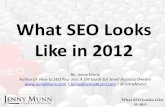 What SEO Looks Like in 2012 - jennymunn.comjennymunn.com/.../04/SEO-presentation-Atl...meetup.pdf · 2012 Concept: Social Strategies •Going forward, your “Social Media Rank”