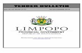 TENDER BULLETIN - limtreasury.gov.za · TENDER BULLETIN NO.35 OF 2018/19 FY 30 NOVEMBER 2018 Bid documents may also be obtained for free from: