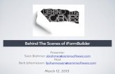 Behind The Scenes of iFormBuilder · •Puppet •Nagios Key tools Topics About Overview Backend Architecture Key tools That's cool Backups..and Restores The Road ahead Closing •Your