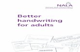 Better handwriting for adults - Nala · Writing a postcard 31 Writing greeting cards 32 Pangrams 33 Proverbs 34 Writing numbers 35 Writing dates 36 Section Quick fixes 7 ... Vv Vv