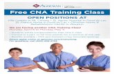 Free CNA Training Class - Agnesian HealthCare...Free CNA Training Class OPEN POSITIONS AT Villa Loretto in Mt. Calvary • St. Agnes Hospital in Fond du Lac St. Francis Home in Fond