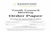 Youth Council Order Paper Cover - Rangitikei District · 4/30/2019  · Council’s Standing Orders (adopted 3 November 2016) 10.2 provide: The quorum for Council committees and sub-