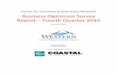 Center for Economic and Business Research Business ... Winter Coastal...Business Optimism Survey, Fourth Quarter 2016 Executive Summary The fourth quarter 2016 Business Optimism Survey