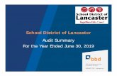 Audit Summary For the Year Ended June 30, 2019fil… · – Pocono Mountain School District ... Microsoft PowerPoint - SD of Lancaster Audit Summary FY 2019 Author: chogan Created