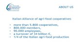ABOUT US Italian Alliance of agri-food cooperatives more ...ABOUT US Italian Alliance of agri-food cooperatives • more than 5.800 cooperatives, • 800.000 members, • 90.000 employees,