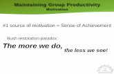 Maintaining Group Productivity · 2014. 6. 23. · • Knowledge of flowers, butterflies, birds, etc – stories to tell. Maintaining Group Productivity. Fitness, skill and experience.