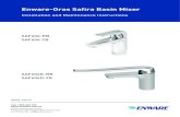 Enware-Oras Safira Basin Mixer · cartridge until the seal is released. Remove the cartridge from the mixer body. 8. Inspect and replace as per the trouble-shooting guide and spare