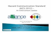 Sven Rundman OSHA, Office of Health Enforcement · Sven Rundman OSHA, Office of Health Enforcement 1 SCHC Spring Meeting April 19, 2016. June 1, 2015 enforcement guidance Highlighted