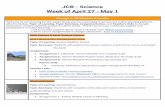 JCB - Science Week of April 27 - May 1€¦ · Week of April 27 - May 1 Message to ... Severe Weather due Tuesday 4/28 Assignment 2: Severe Weather Project Topic Sheet due Thursday