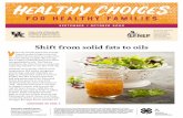 Shift from solid fats to oils Y · Choosing unsaturated oils instead of saturated fat can help you maintain a healthy eating style. A few plant oils, including coconut and palm oil,