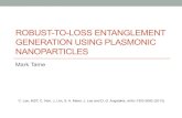 ROBUST-TO-LOSS ENTANGLEMENT GENERATION USING … · Introduction Dealing with loss in quantum plasmonics • Dissipative-driven • Loss compensation • Postselection Gullans et