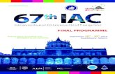International Astronautical Congress FINAL PROGRAMME€¦ · 8.1 IAF World Space Award ... We hope you findthe IAC 2016 an excellent forum to share your research and ideas with a