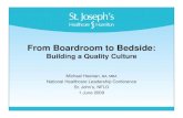 From Boardroom to Bedside - Canadian Patient Safety Institute€¦ · From Boardroom to Bedside: Building a Quality Culture Michael Heenan, BA, MBA National Healthcare Leadership
