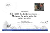 Review: ISO 13099 Colloidal systems — Methods for zeta ......Zeta potential* Particle motion causes Doppler shift Frequency mobility Mobility zeta potential µ electrophoretic mobility
