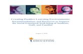Recommendations for Creating Positive Learning Environments · Web viewCreating Positive Learning Environments: Recommendations and Resources to Support the Social Emotional Well-being