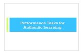 Performance Tasks for Authentic Learning · +Designing Performance Tasks: Factors to Consider Relationship to standards: Target Power Standards and use the Language of the Standards