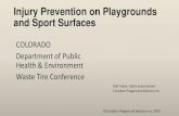 Injury prevention on playgrounds and sport surfaces...Typical Playground Surfaces • Unbound • Sand • Gravel • Wood (EWF, woodchips, bark) (ASTM F2075) • Rubber (crumb, mulch,