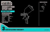 GRAVITY FEED SPRAY GUN… · GRAVITY FEED SPRAY GUN 160-240ml/min INSTRUCTION MANUAL SPECIFICATIONS Max Air Pressure: 50psi (3.4Bar) Av. Air Consumption: 85-226l/min (3-8cfm) Nozzle