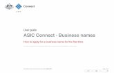 User guide ASIC Connect - Business names · registration later, by invoice or BPAY. 1. Select the Pay later option. 2. Select the Invoice or BPAY option. – If you select Invoice,