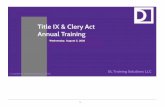 1....Title IX - 1972 Clery Act Timeline New Final Regulati 2020 OCRs Title IX 2001 e Agai 2013 1990 Cle ry Act DL Training solutions LLC 2017 2011 In ten m G Letter Se ...