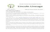 Lincoln County Genealogical Society Lincoln Lineage · Lincoln County Genealogical Society Lincoln Lineage 2016 Volume 2 7999 Lynn Avenue Hamlin, WV 25523 The Missing Adkins The Only