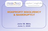 NONPROFIT INSOLVENCY & BANKRUPTCY · 2020. 6. 3. · • Deed in Lieu of Foreclosure (depending upon how assets are held) Analysis of the Options. Expenses – Rent Reduction ...