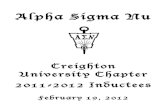 Alpha Sigma Nu - Creighton University€¦ · Alpha Sigma Nu Creighton University Chapter 2011-2012 Inductees February 19, 2012