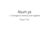 Asum - William & Marybren/cs304sp17/slides/asum.ys.pdf · Asum.ys----Changes to memory and registers Ruiqin Tian. 5.init: irmovl Stack, %esp # Set up stack pointer 6. irmovl Stack,