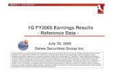1Q FY2005 Earnings Results - Reference Data · PDF file SMBC Daiwa Securities Daiwa Securities SMBC Daiwa Securities Daiwa Securities SMBC Daiwa Securities* Change vs 3/05 Daiwa Securities