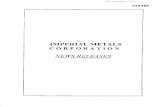 IMPERIAL METALS CORPORATION · Imperial Metals Corporation NEWS RELEASE TRADING SYMBOL: IP (TSE) M FOR RELEASE: Januar 14, 1998 y CONTACTS: Pierr Lebel Presiden, t e Pat McAndless