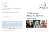 DYRK1A and 21q22.13 deletion syndrome FTNP · deletion. Broadly speaking, children with a 21q22.13 deletion have the same types of problems as are found in DYRK1A syndrome. So far,