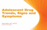 Adolescent Drug Trends, Signs and Symptoms€¦ · alcoholism/ addiction than those who start drinking after age 21. Substance Abuse and Mental Health Services ... negative effects