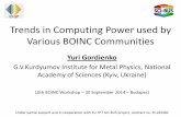 Trends in Computing Power used by Various BOINC Communities · 2014. 10. 6. · Trends in Computing Power used by Various BOINC Communities Yuri Gordienko G.V.Kurdyumov Institute