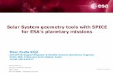 Solar System geometry tools with SPICE for ESA's planetary ...€¦ · Reference: Presentation Reference Status: Issued ESA UNCLASSIFIED - Releasable to the Public Solar System geometry