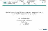 Global overview of Bioenergy and lessons learnt from the ... · Bioenergy as primary energy source (EJ) (source: IEA, world energy outlook) In 11 years from 43 to 55 EJ, an increase