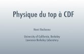 Physique du top à CDF€¦ · LEP electroweak WG (’04) Run I: mt = 178.0±4.3 GeV/c2 㱺 mH = 126-48+73 GeV/c2 et < 280 GeV/c2 a 95% C.L. W+ t b W+ W+ H W+ W+-Henri Bachacou Physique