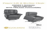 Power Lift & Recline Chair - Golden · magazine pocket on the arm of the chair. INSTALLATION MAXICOMFORT WITH TWILIGHT POSITONING 1. Remove the transformer from the transformer box