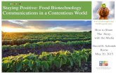 Staying Positive: Food Biotechnology Communications in a ......• Make time every day for social media. • Think before you post. • Show personality. ... • If on social media