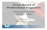 Texas Board of Professional Engineers€¦ · • Perform services only in areas of their competence. • ... engineering profession. Texas Board of Professional Engineers 2011 9/7/11