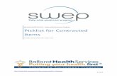 Picklist for Contracted Items - SWEP · This catalogue is up to date as at the 28/08/2020, the current version is available on the SWEP website. 3 Return to Table of ontents Printed