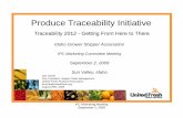 Produce Traceability InitiativeProduce Traceability Initiative...Sep 02, 2009  · Sponsored by United Fresh Produce Association, CPMA and PMA •Steering Committee comprised of 54