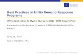 Best Practices in Utility Demand Response Programs · Best Practices in Utility Demand Response Programs With Application to Hydro-Québec’s 2017–2026 Supply PlanPresentation