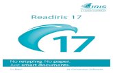 Readiris 17 - irislink.com · Readiris. Abrange a instalação e configuração do Readiris, os passos básicos de processamento, os comandos da aplicação e áreas de funcionamento.