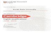 We рrераге · Cambridge Assessment English This certificate is the property of Cambridge Assessment English and must be returned on request. It must be displayed at the main