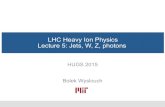 LHC Heavy Ion Physics Lecture 5: Jets, W, Z, photons...T jets, γ/ W/Z, quarkonia at the LHC energy, use hard probes produced with the collision. 5 Three types of hard probes Electroweak