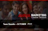 Team Results – OCTOBER FY17FY17 CORPORATE BRANDING FY17 SOCIAL MEDIA FY17AGDSC FY17 LOCAL EVENT FY16 DIGITAL CAMPAIGNS AI TOP 5 PROJECTS OCTOBER FY17 2016 - Avaya – Confidential