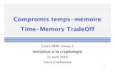 Compromis temps-mémoire Time-Memory TradeOffdenif.ens-lyon.fr/data/initiation_cryptographie... · 1 Compromis temps-mémoire Time-Memory TradeOff Cours MPRI niveau 1 Initiation à