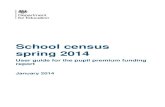 School census spring 2014 - GOV UK · The 2014 spring census data will be used to finalise 2014 to 2015 pupil premium allocations, and therefore it is vitally important that you are
