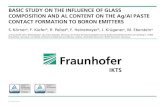BASIC STUDY ON THE INFLUENCE OF GLASS COMPOSITION …metallizationworkshop.info/...IKTS_Koerner.pdf · a) Fraunhofer IKTS, Winterbergstr. 28, 01277 Dresden, Germany; b) Institut für