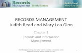 RECORDS MANAGEMENT Judith Read and Mary Lea Ginn · Electronic Records Formats •An electronic record is a record stored on electronic media •A piece of equipment is required to